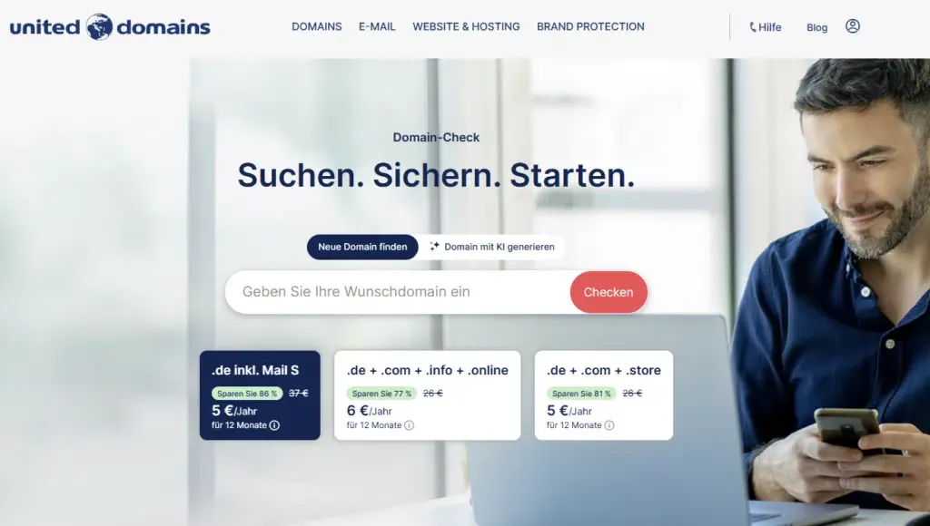 Domain-Suche mit United Domains und KI